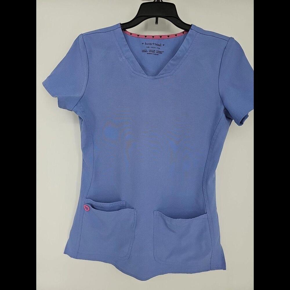 Heart Soul Scrub Shirt Blue Pink Sz‎ XXS
